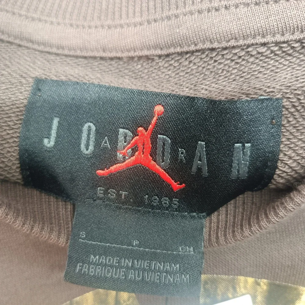 Jordan Brooklyn Mens S Brown Camo Graphic Crewneck Sweatshirt Fleece Pullover